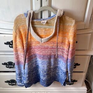 Multi colored sweater with hoodie Size Medium